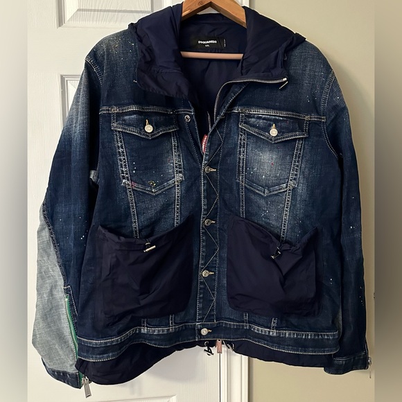 🇨🇦 NWOT DSQUARED2 🇨🇦 2-in1 Hybrid Techno Dan Denim Jacket - Picture 1 of 9